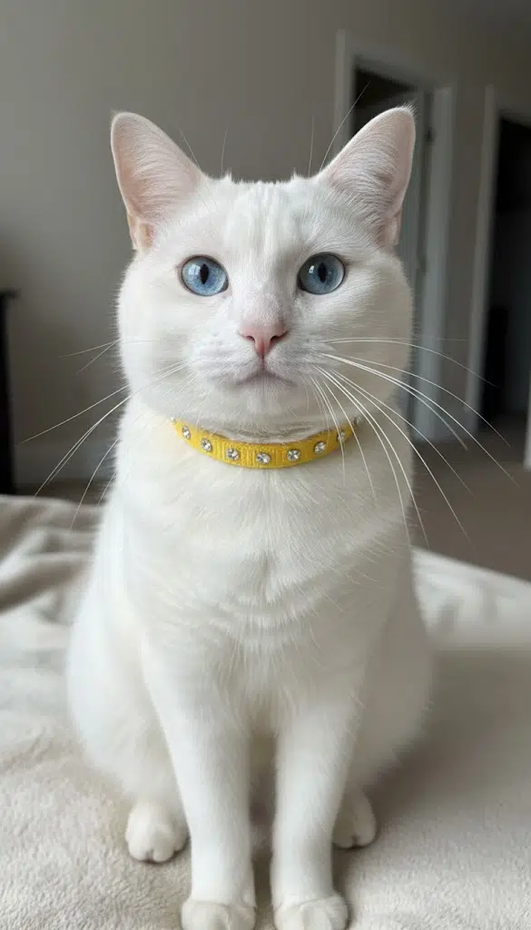 Işıltılı Kristal Taşlı Kedi Tasması – Canlı Sarı- Altın Tokalı Özel Tasarım