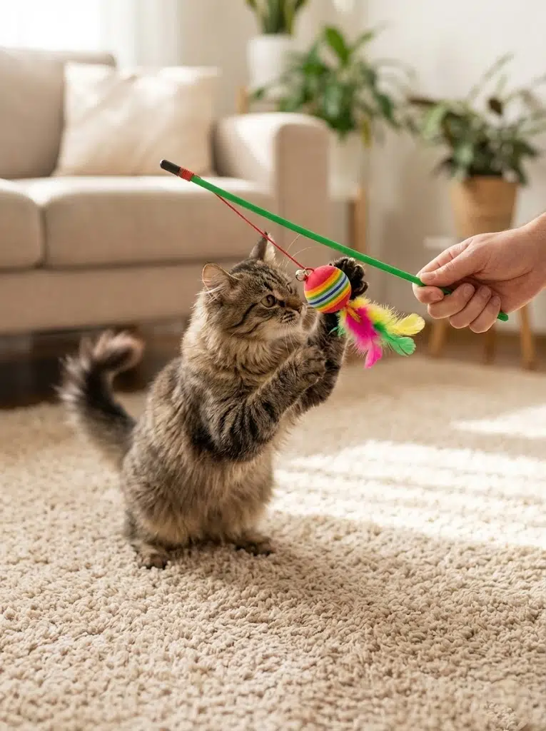 Gökkuşağı Esintili Çıngıraklı Kedi Oltası