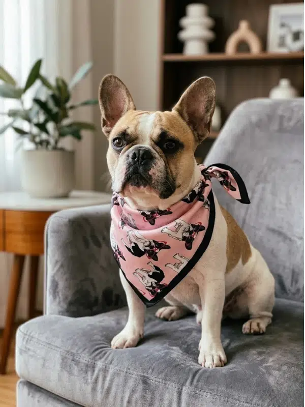 Gözlüklü Sevimli Köpek Figürlü, Siyah Çerçeveli Eğlenceli Köpek Bandanası