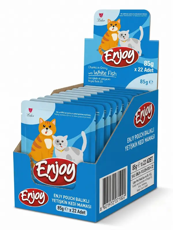 ENJY Pouch Balıklı Yetişkin Kedi Maması 85 GR x 22 Adet