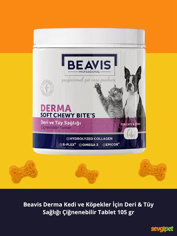 Kedi ve Köpekler İçin Deri ve Tüy Sağlığı Destekleyici Çiğnenebilir Tablet 105 GR