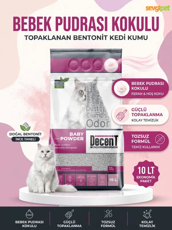 Premium Bebek Pudrası Kokulu İnce Taneli Kedi Kumu 10 L