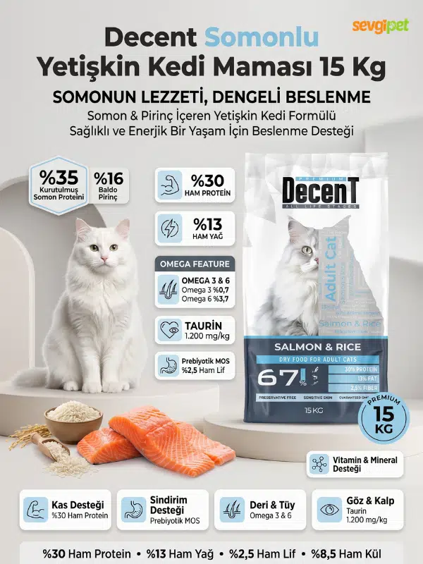 Somonlu Yetişkin Kedi Maması 15 KG (Yeme Garantili)