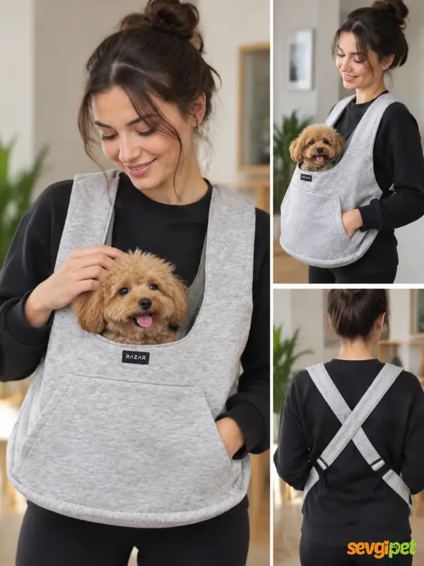 Çapraz Askılı Köpek Ana Kucağı Göğüs Taşıma Çantası (Küçük Irk ve Yavru Köpek Kanguru Taşıyıcı)