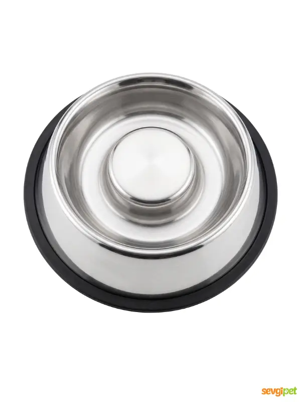 Yavaş Yeme Mama Kabı 500 ml 26 cm (Kaydırmaz Tabanlı Hızlı Yeme Engelleyici Mama ve Su Kabı)