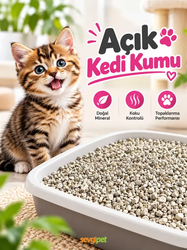 Kedi Kumu 1 LT (Açık Bölme Taze Paket, Yüksek Sıvı ve Koku Emici Hijyenik Kedi Kumu)