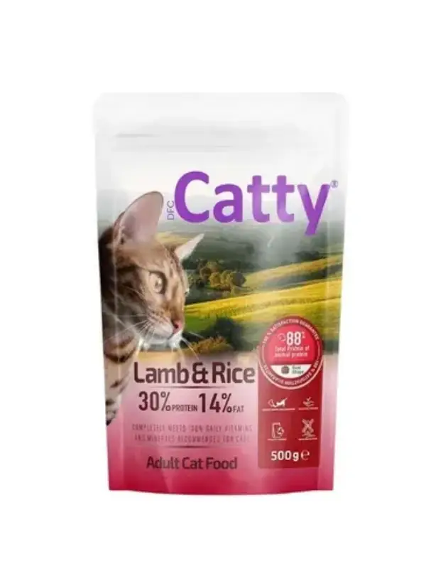Catty Kuzu Etli & Pirinçli Yetişkin Kedi Maması 500 gr