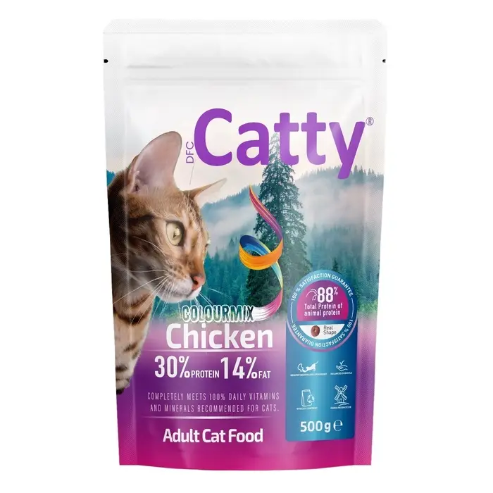 Kedi Maması Yetişkin Renkli Tane Tavuklu 500 Gr