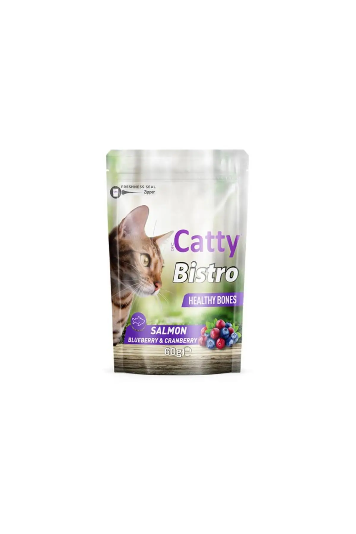Bistro Sağlıklı Kemikler Somonlu Yaban Mersinli ve Kızılcıkl2 Kedi Ödül Maması 60 Gr