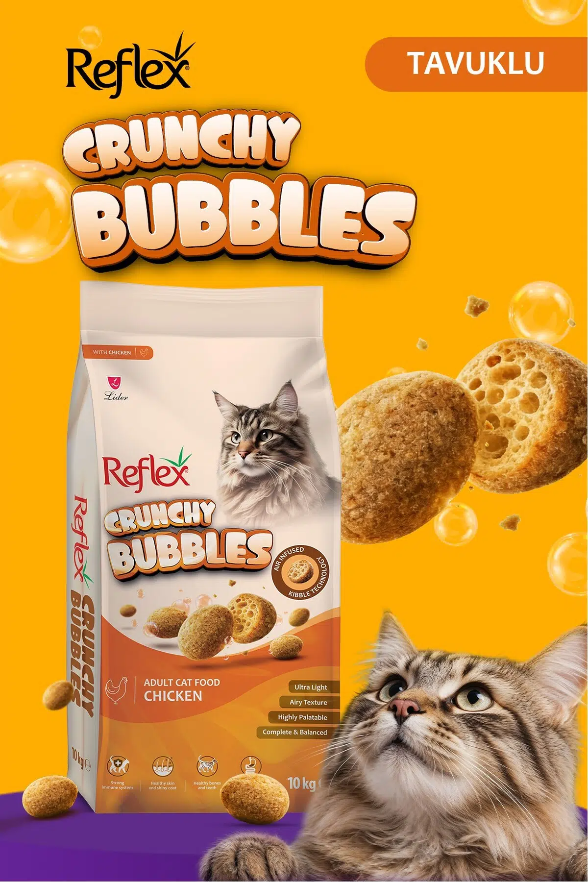 Crunchy Bubbles Tavuklu Yetişkin Kedi Maması 10 kg