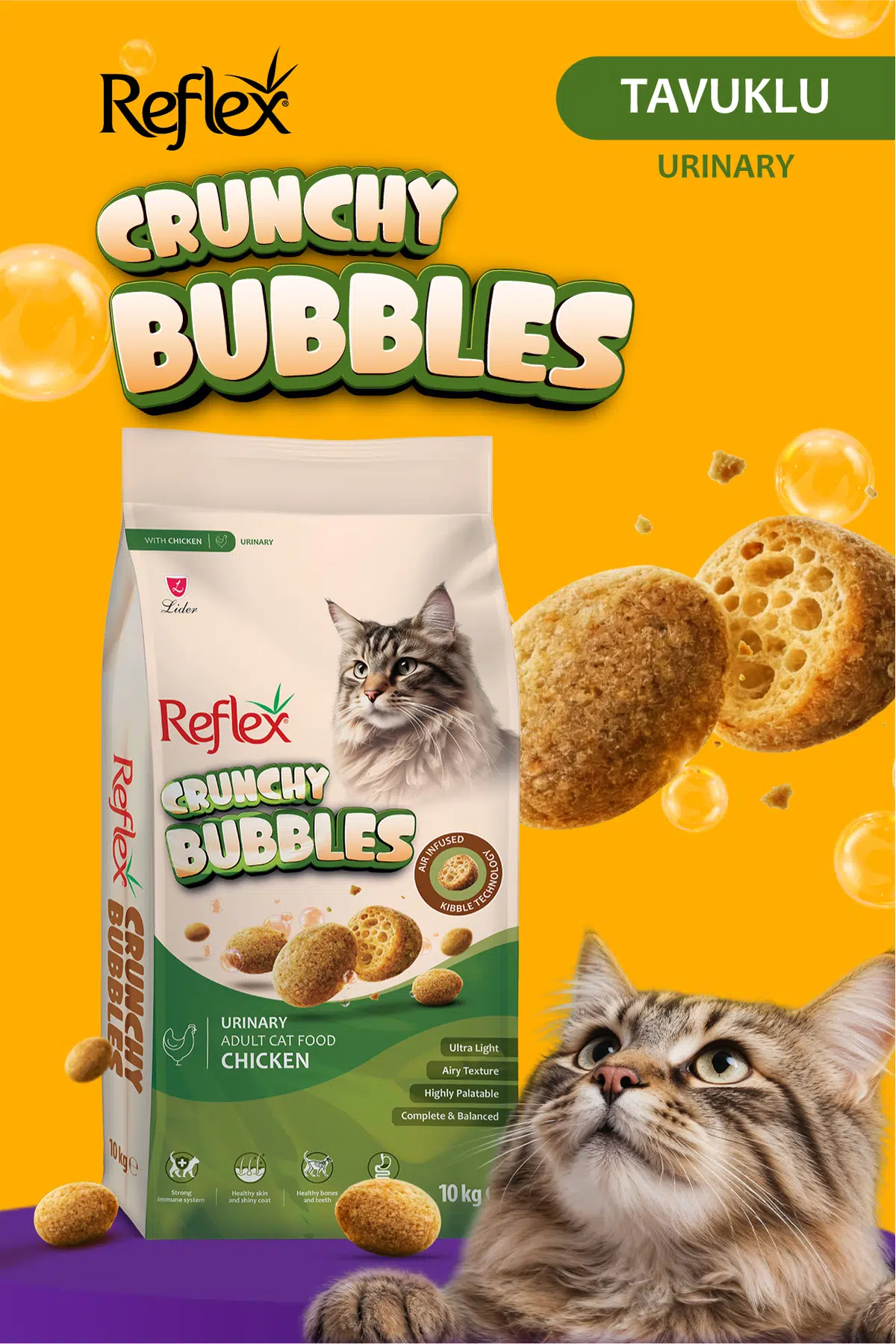 Crunchy Bubbles Urinary Tavuklu Yetişkin Kedi Maması 10 kg