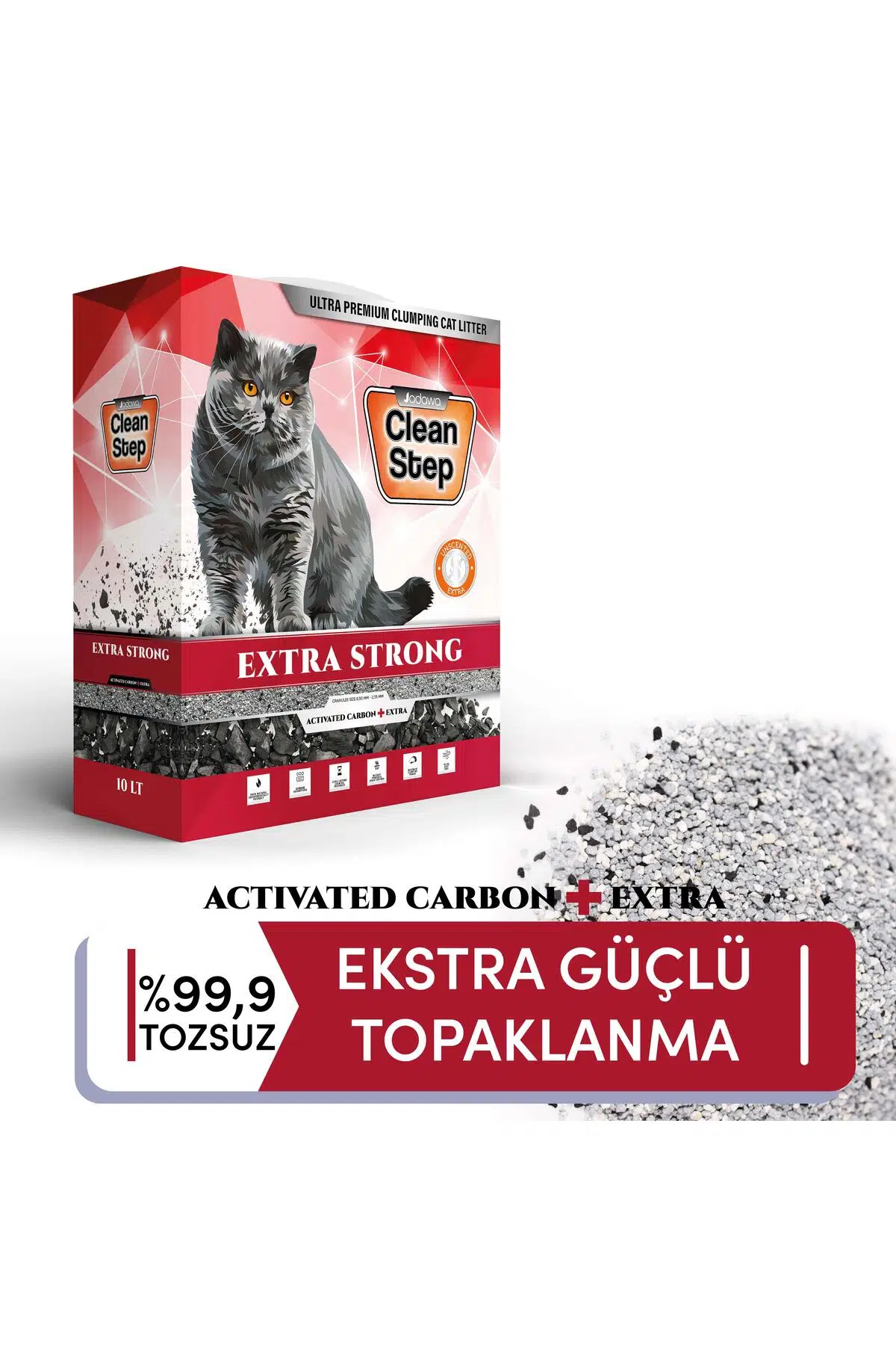 jadawa Clean Step Extra Strong Ekstra Aktif Karbonlu Süper Güçlü Topaklanan Kokusuz (parfümsüz) Ince Tane B