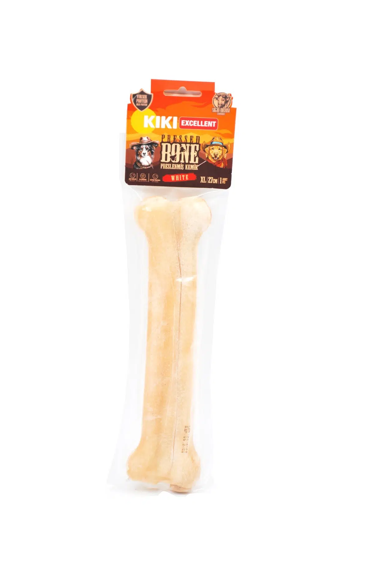 Kiki Excellent Köpek Kemiği - WHITE Pressed Bone (Preslenmiş Kemik) XL - 27CM - 1 ADET