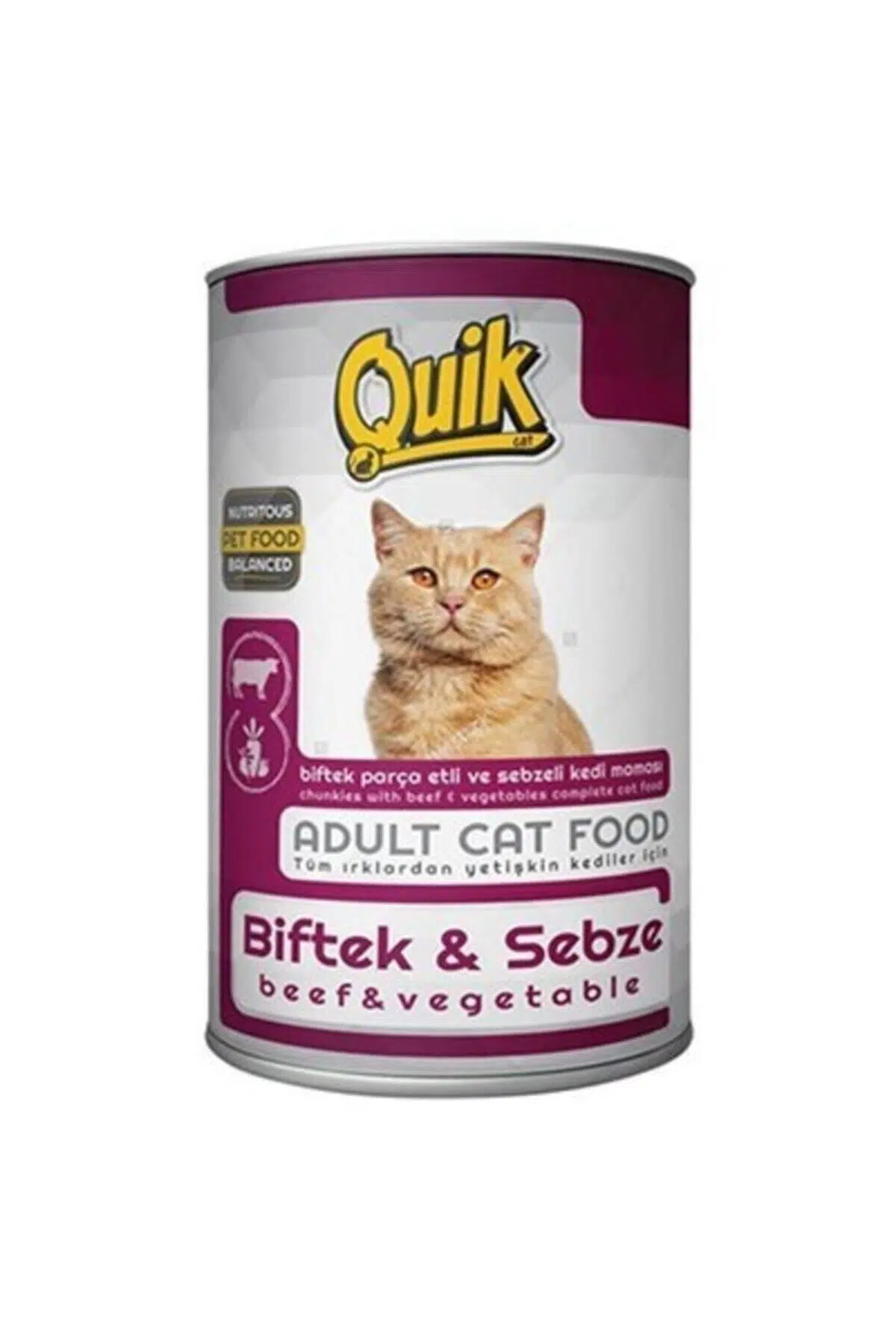 Quik Biftek Ve Sebzeli Yetişkin Kedi Konservesi 415 gr