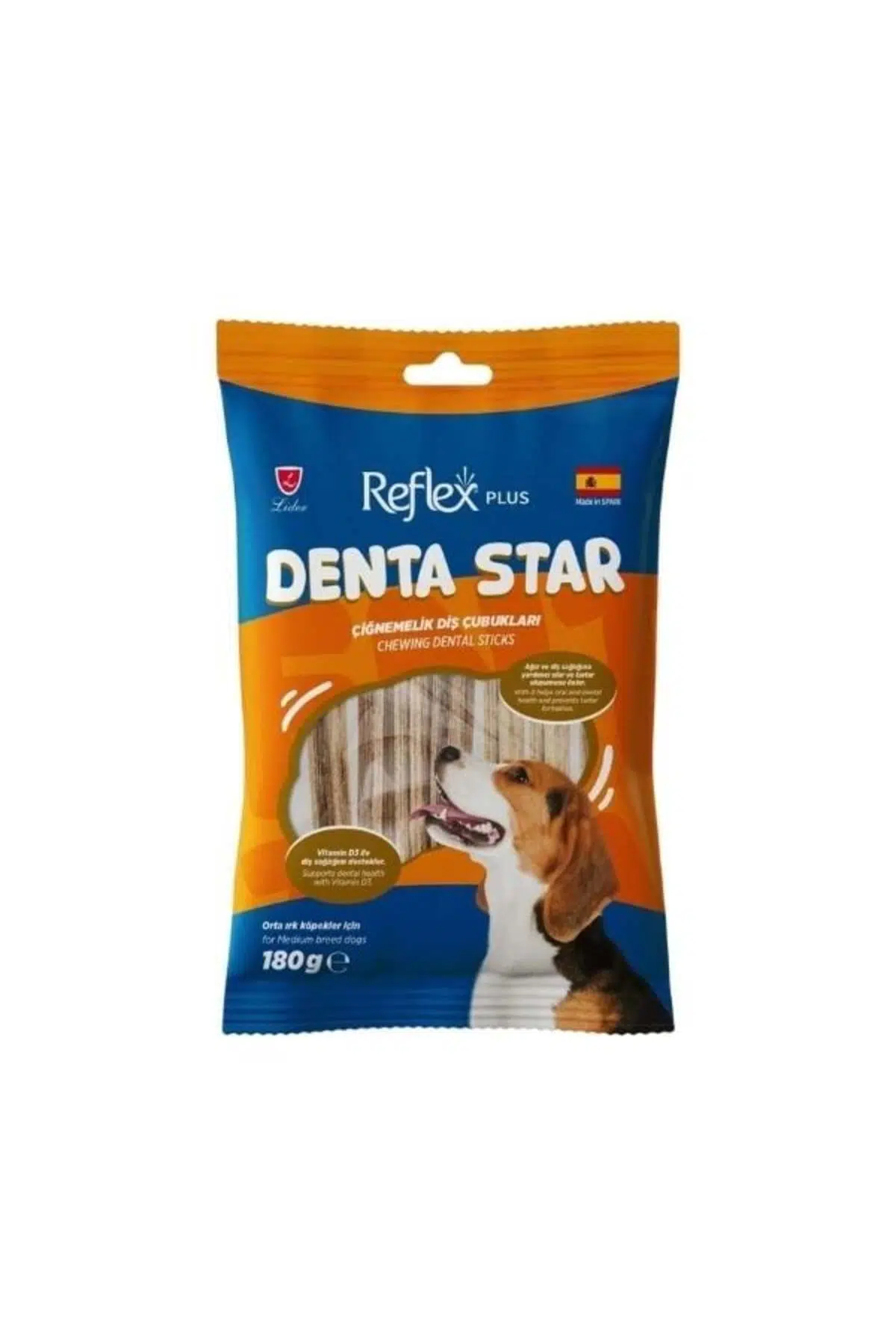 Reflex Plus Denta Star Çiğnemelik Diş Çubukları Orta Irk Yetişkin Köpek Ödül Maması 180 Gr