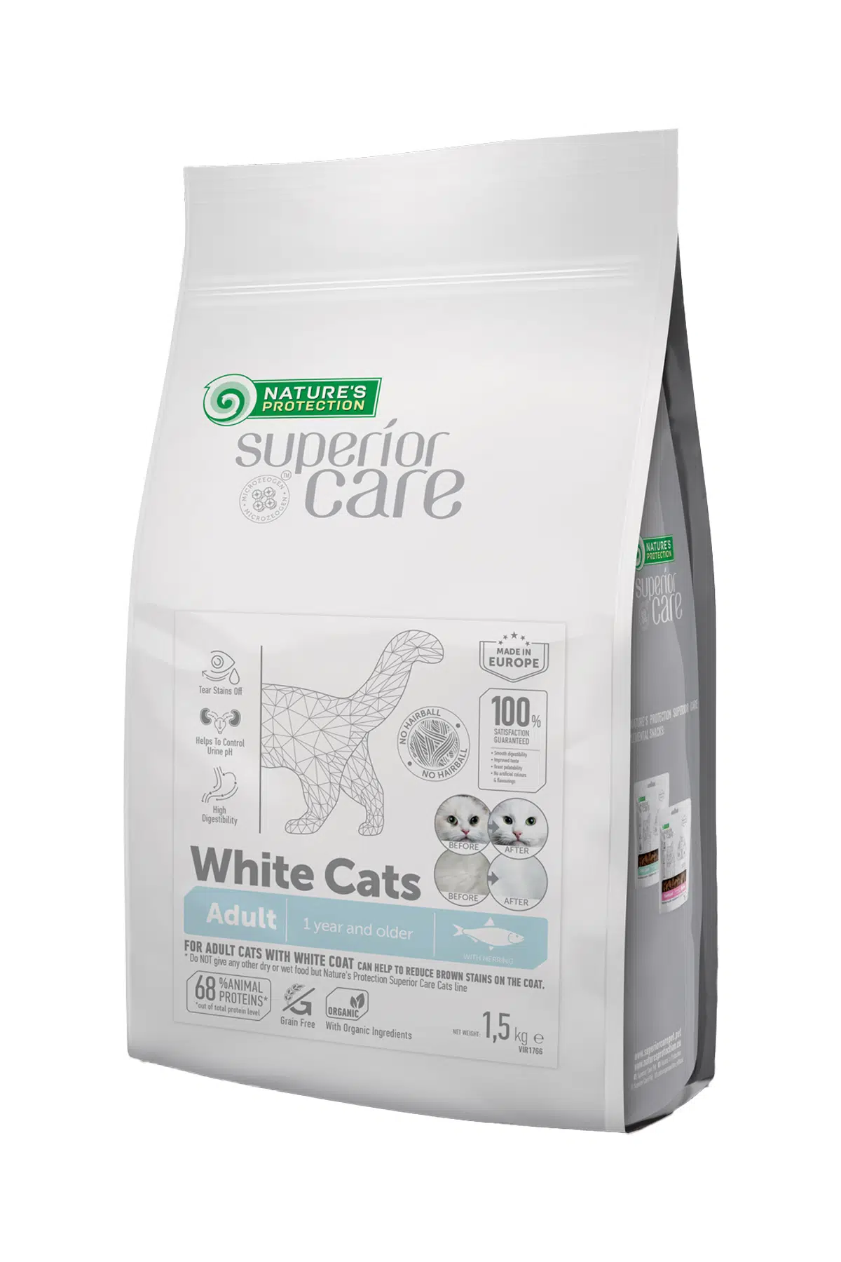 Superior Care Beyaz Tüylü Kediler Için Tahılsız Ringa Balıklı Kedi Maması 1,5 Kg