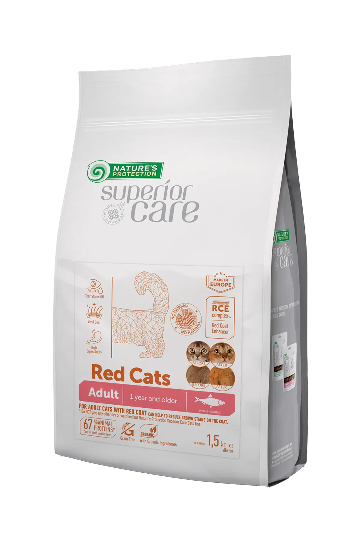 Superior Care Kızıl/kahverengi Tüylü Kediler Için Tahılsız Ringa Balıklı Kedi Maması 1,5kg